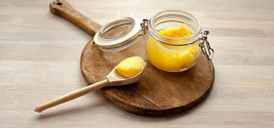 glass jar of organic ghee