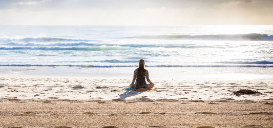meditating on beach