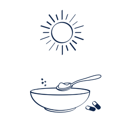 An illustration of a cereal bowl in the sunshine topped with bamboo salt