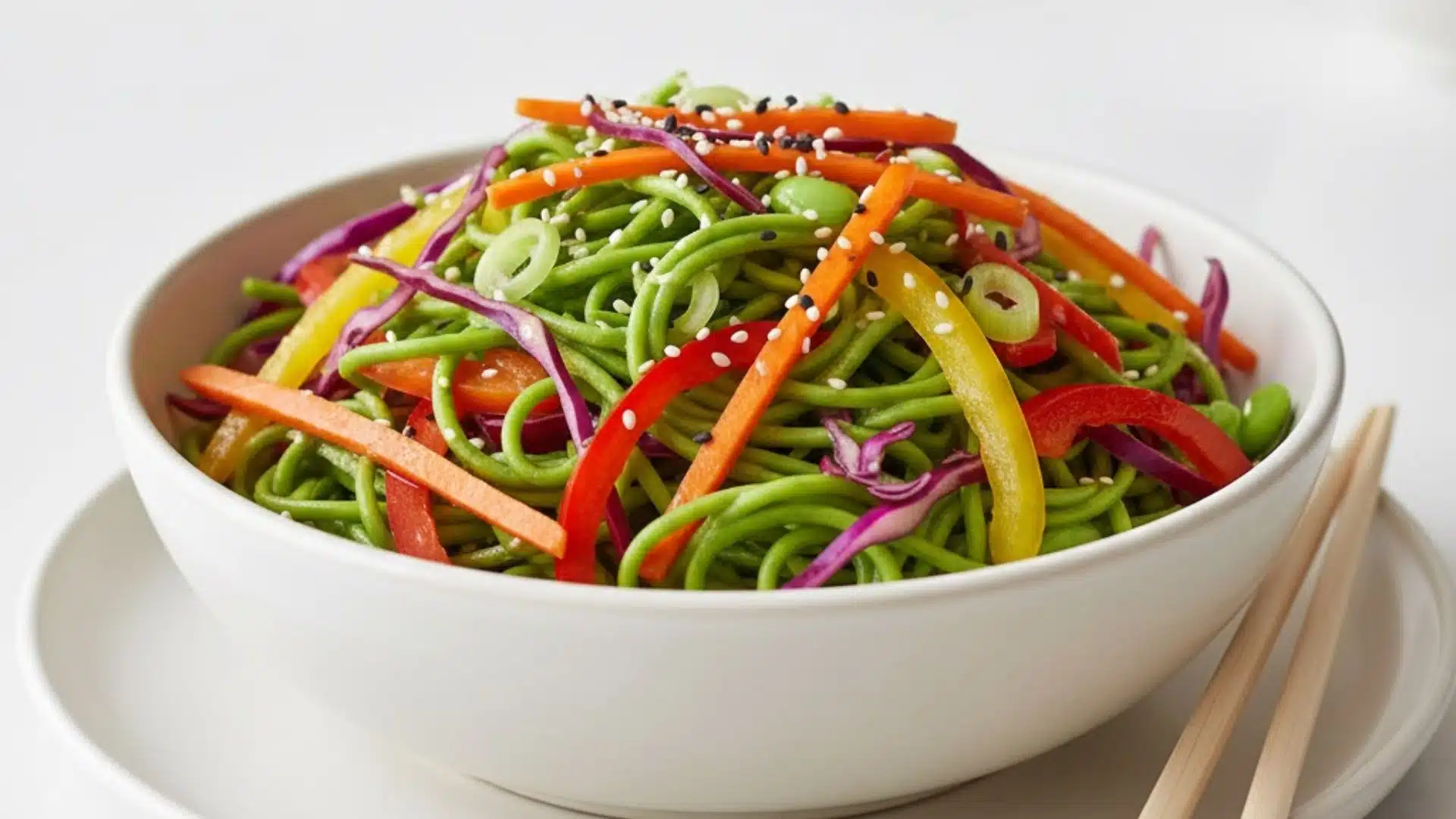 edamame noodle salad with ginger dressing
