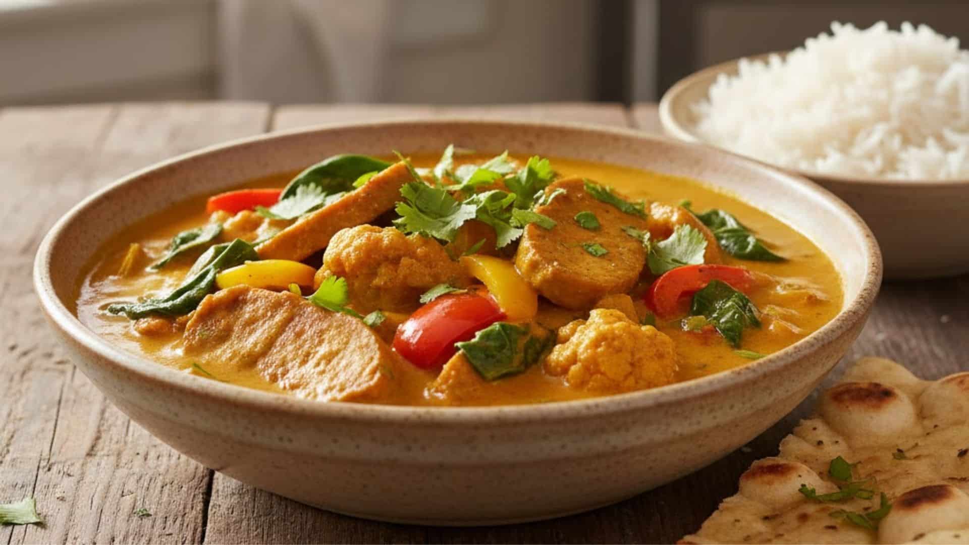 seitan or tofu curry with vegetables