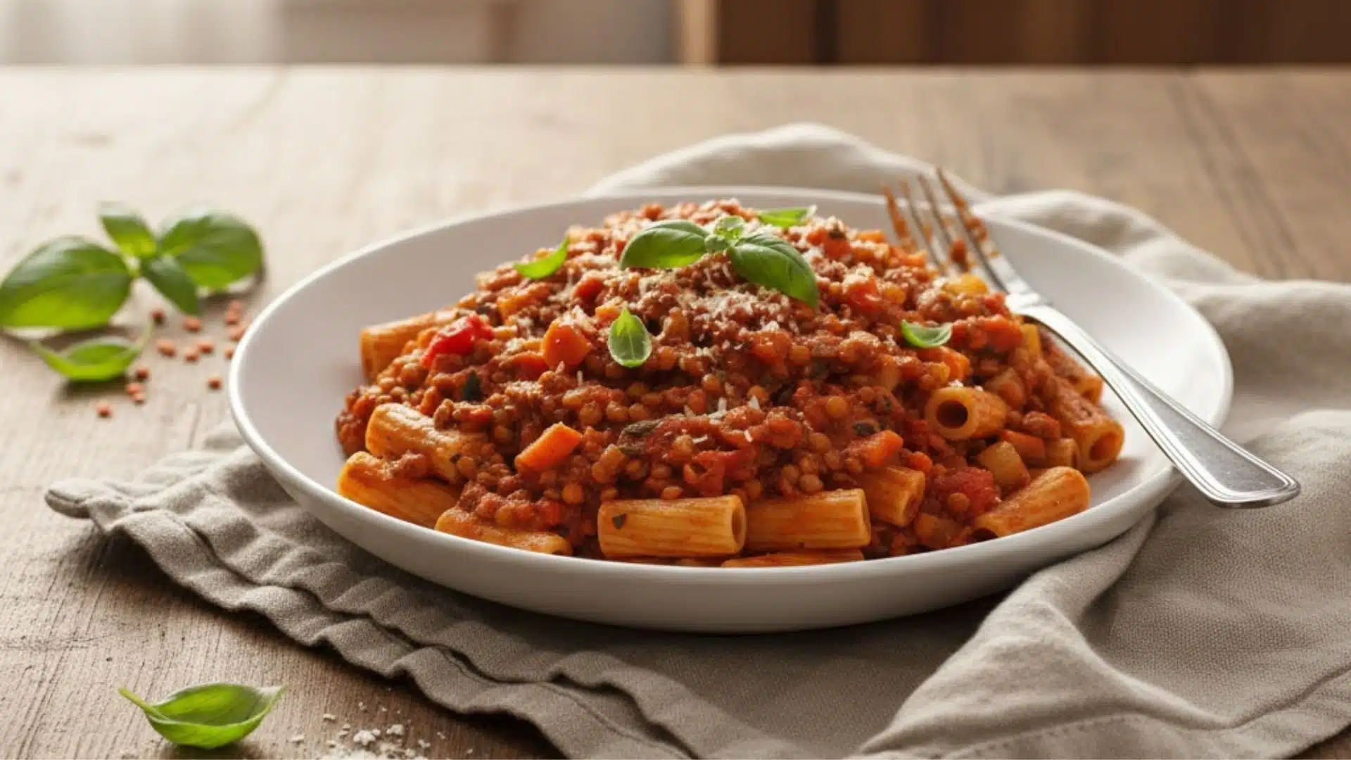 vegan bolognese with red lentils