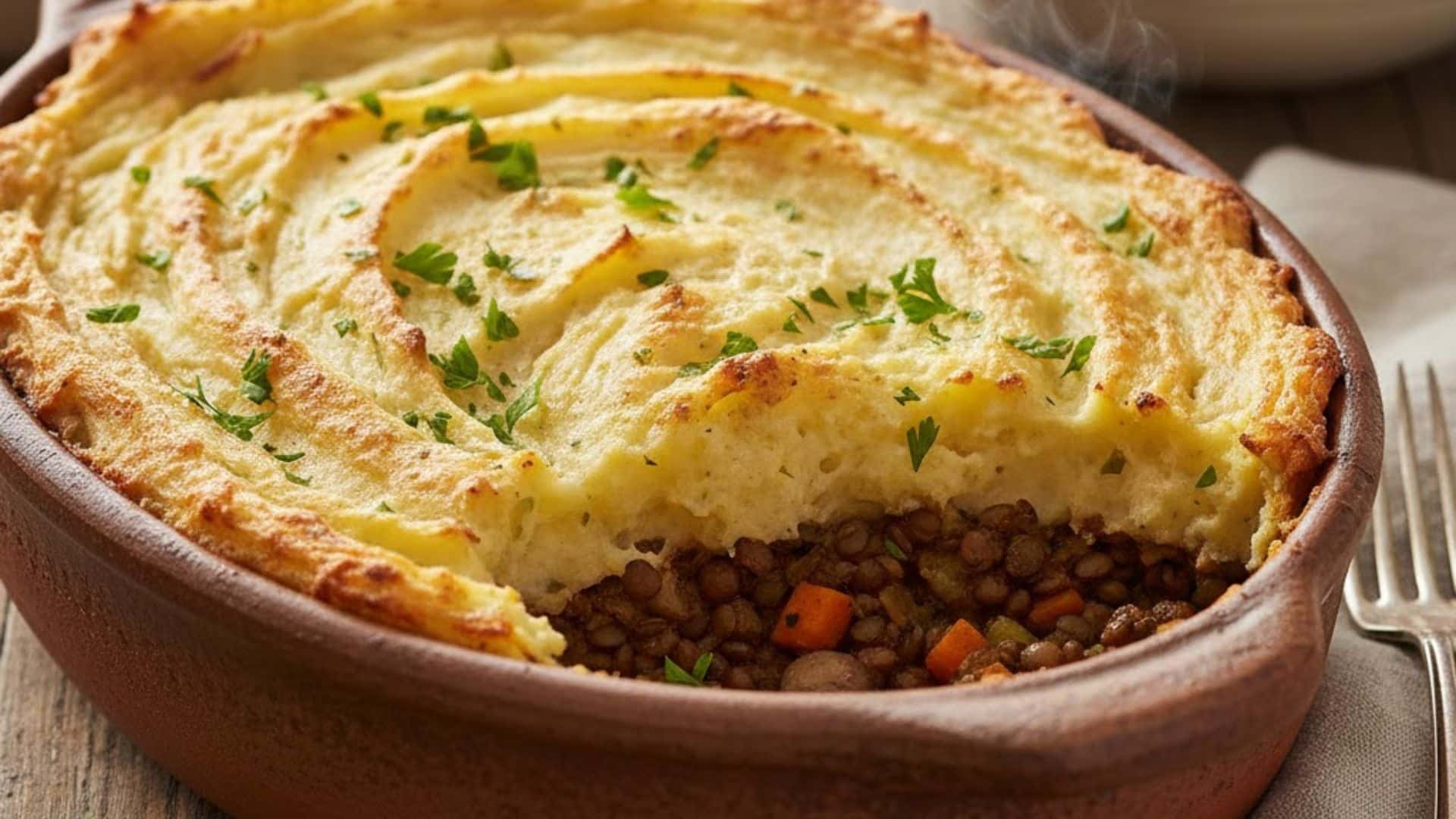 vegan shepherd s pie with lentils and mushrooms