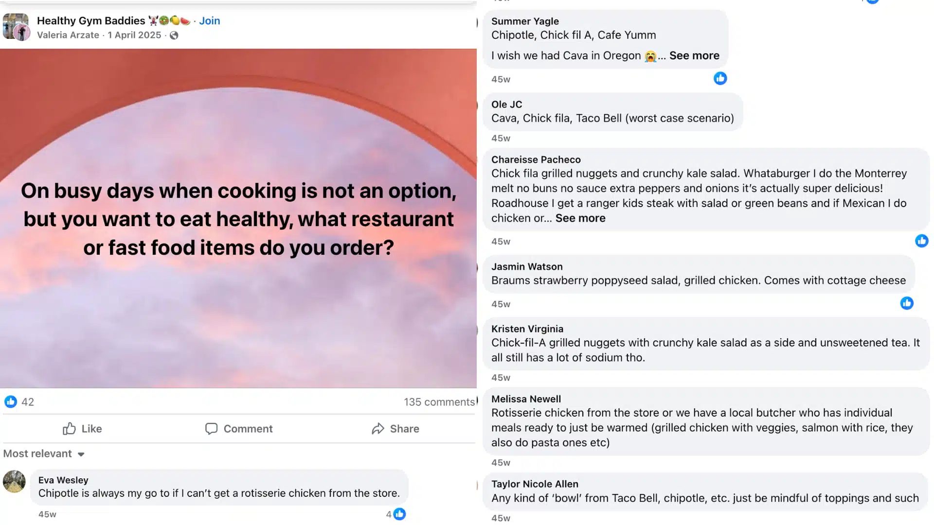 community favorites for healthier fast food choices shared by people looking for lighter menu options