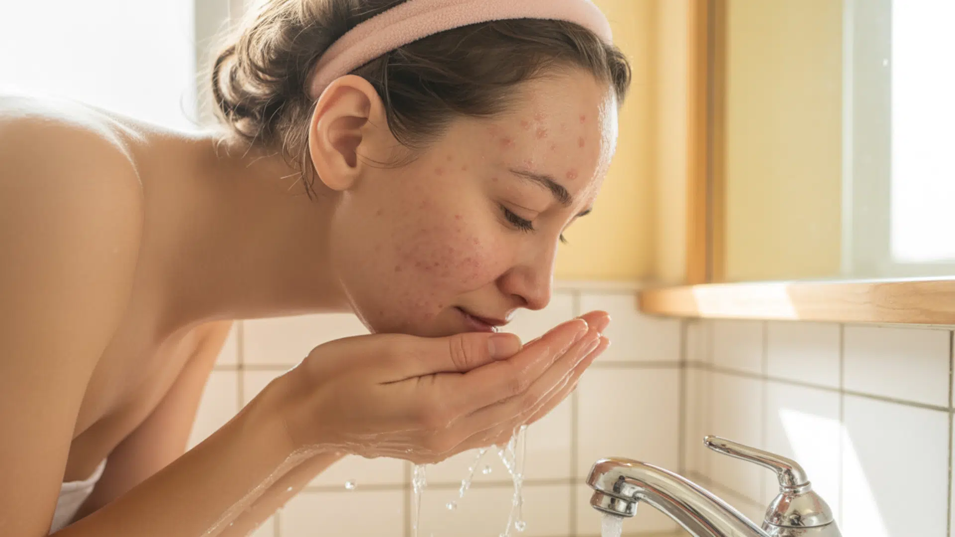 woman washing face