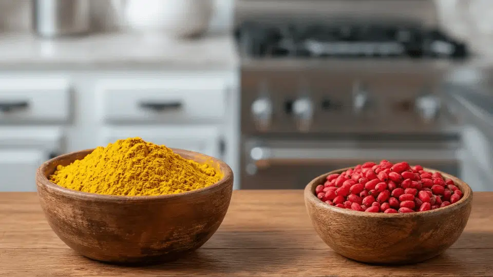 berberine powder and seeds, a plant compound often used to support weight loss and blood sugar balance