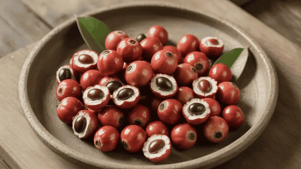 guarana berries in a bowl, a natural herb often used in weight loss supplements for energy and appetite control