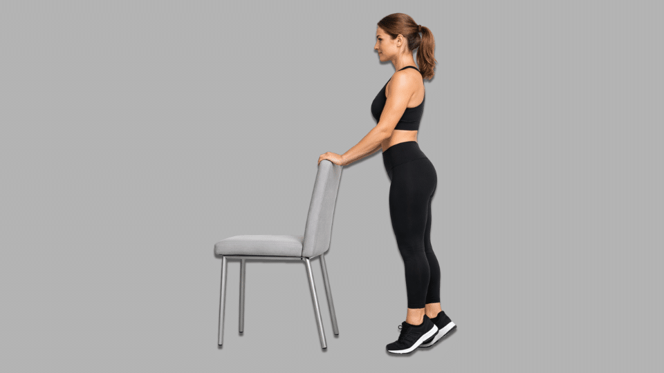 standing calf raises hold a chair