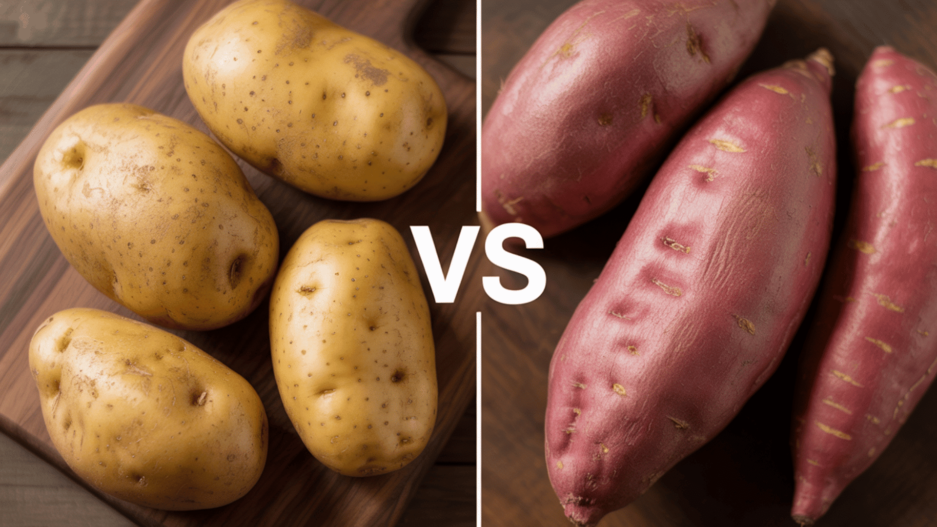 a split image composition showing two different root vegetables side by side With the vs sign on it