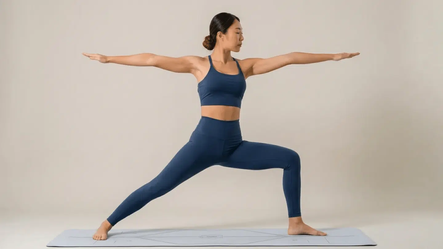 warrior two with pulse virabhadrasana ii variation bending front knee and pulsing slightly to train moving balance