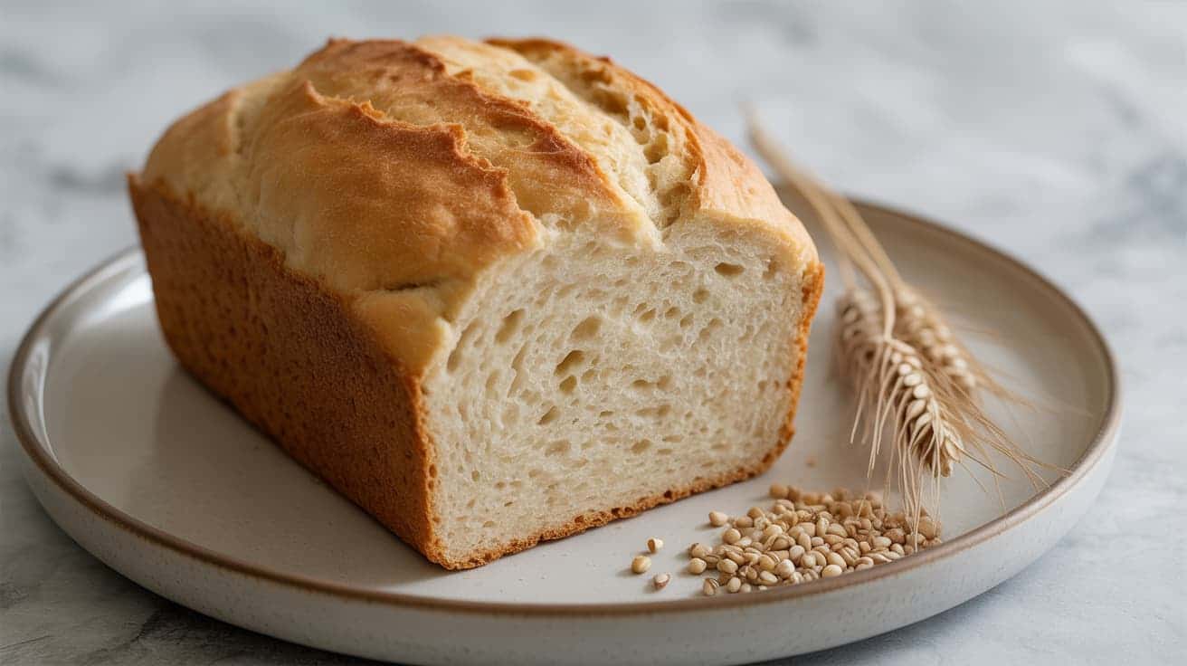 gluten-free almond flour bread with soft texture, served with gluten-free grains