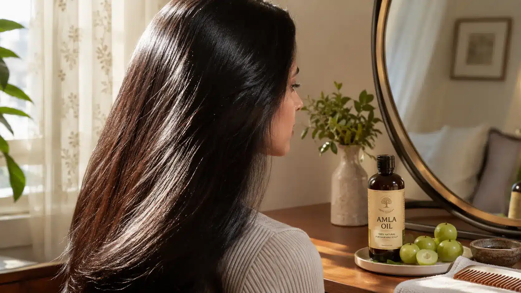 _amla oil benefits for hair shiny smooth hair with amla oil