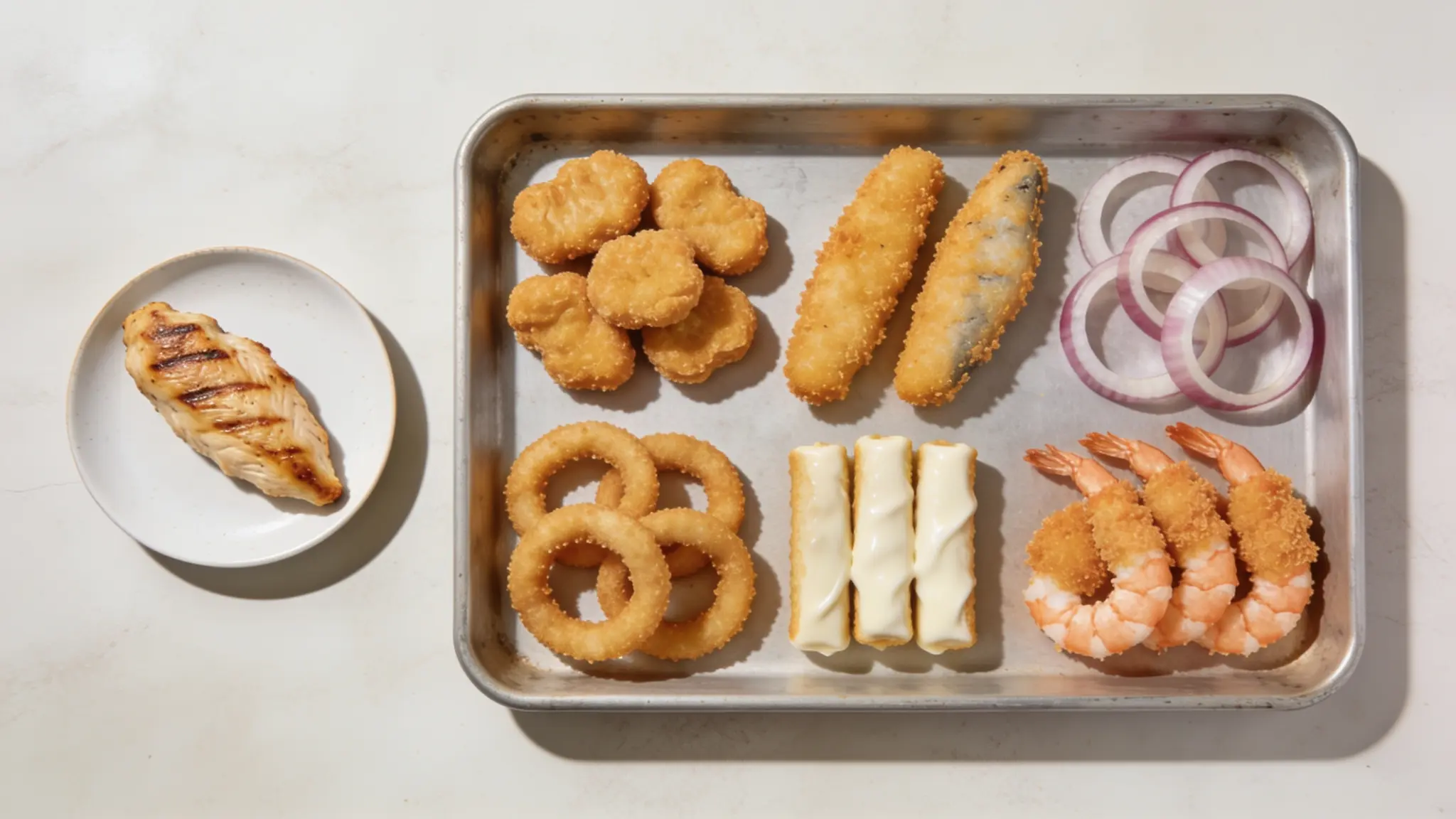 breaded chicken and fish