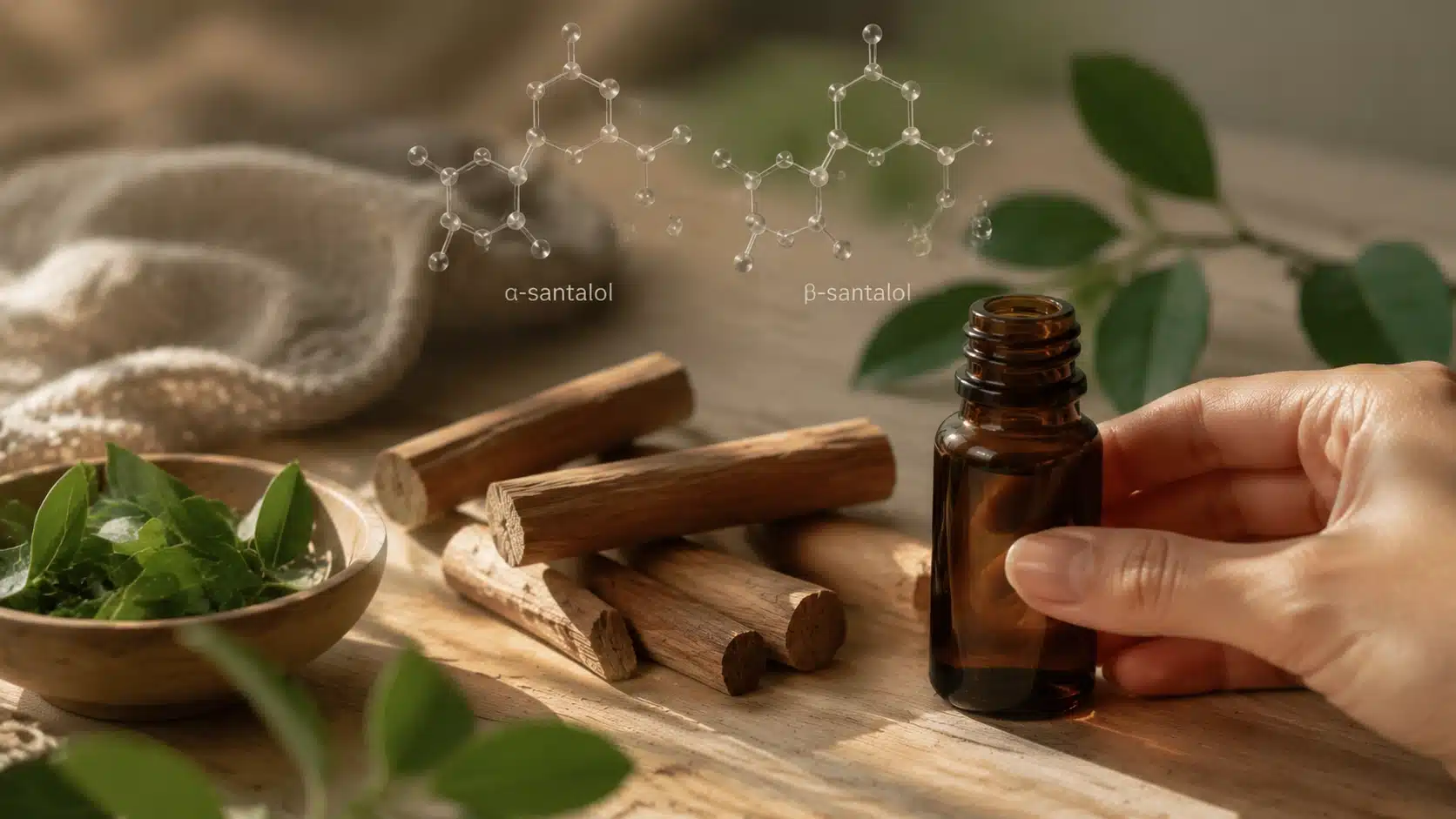 alpha-santalol beta-santalol in sandalwood oil for skin