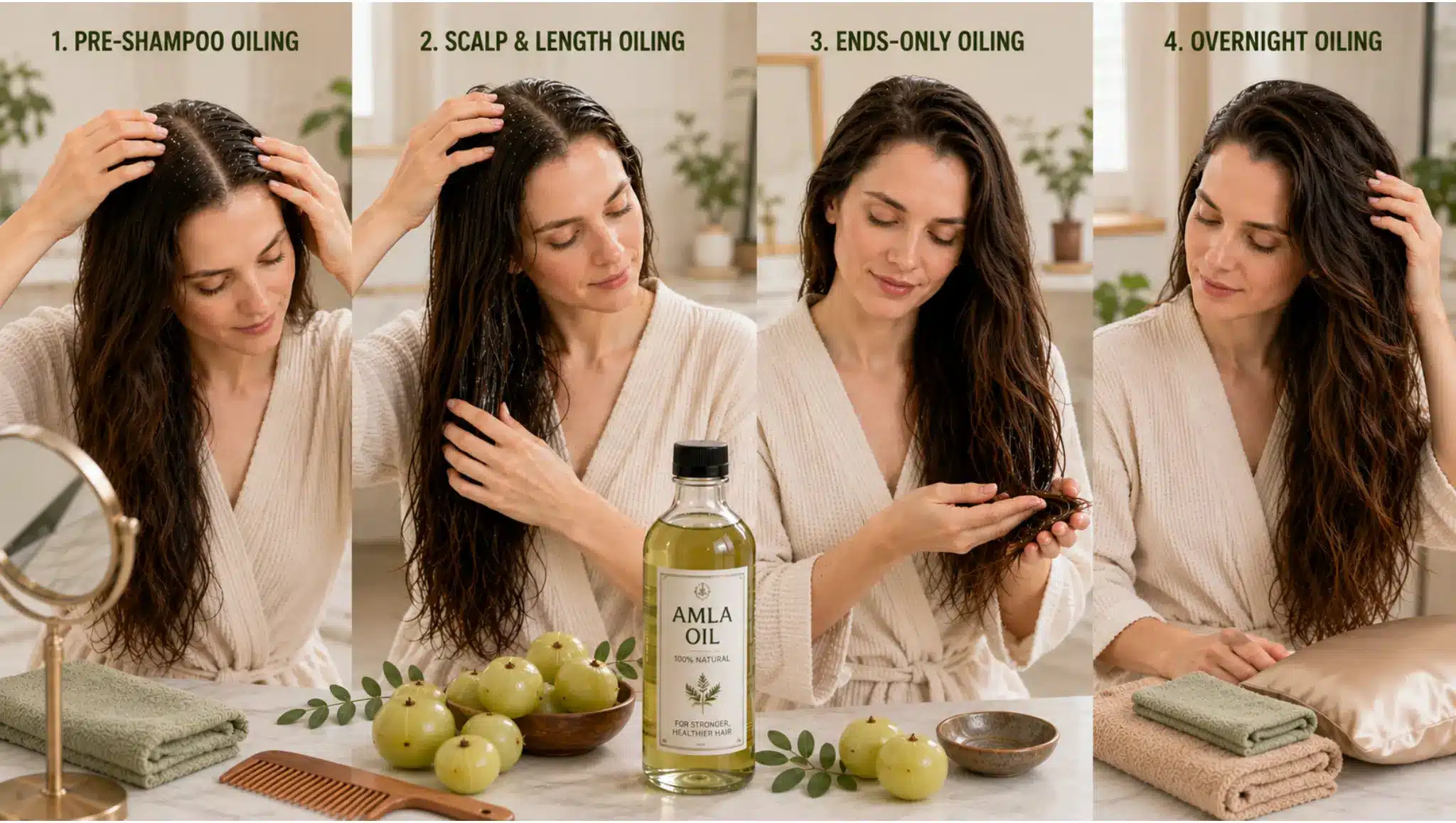how to apply amla oil properly collage