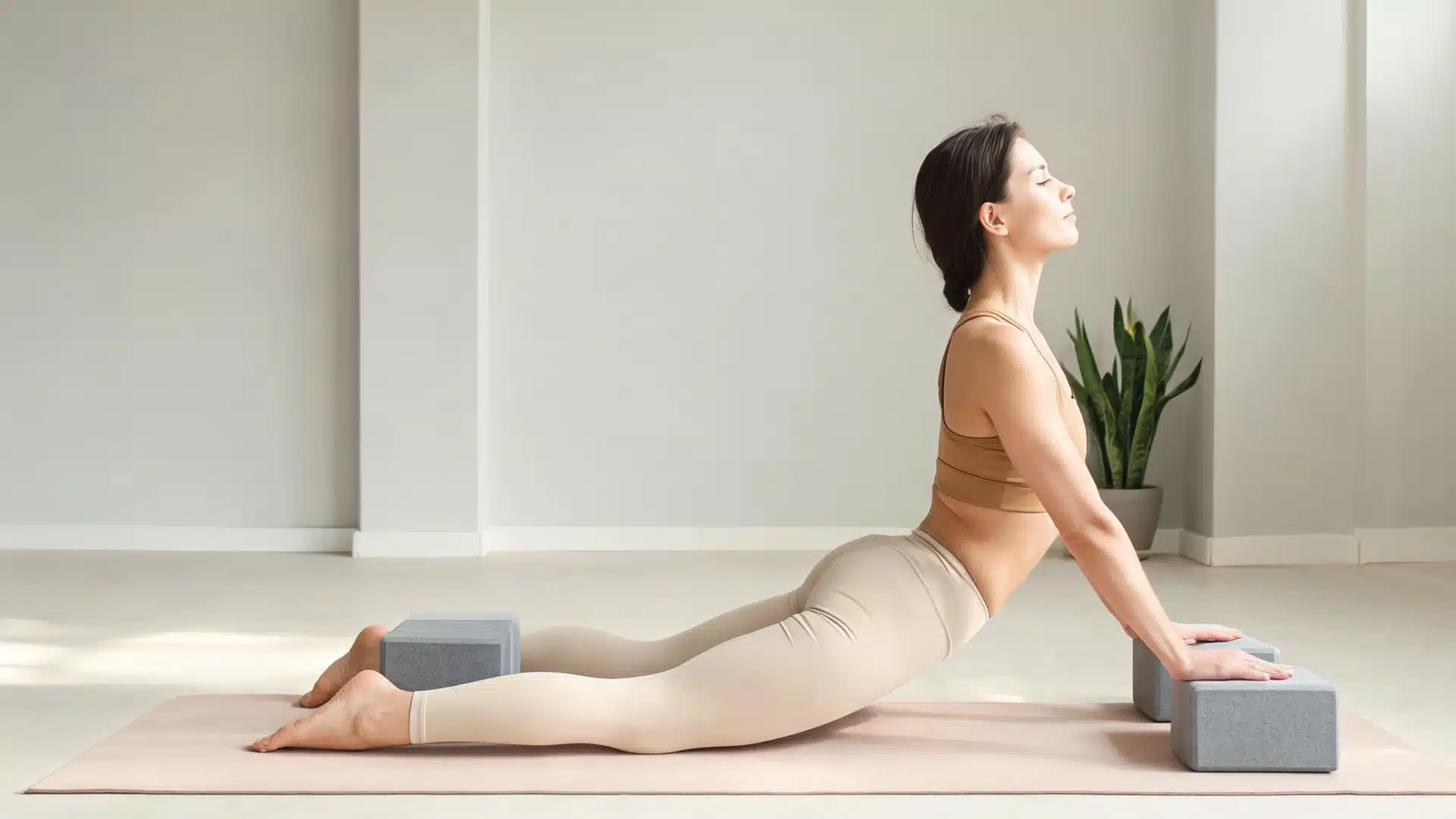 Yoga blocks beside ankles camel pose variation