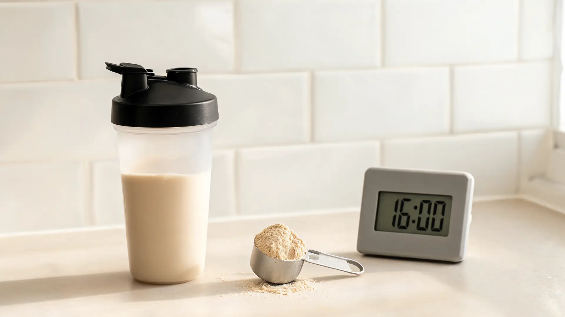 protein shake and powder showing supplements that break a fast