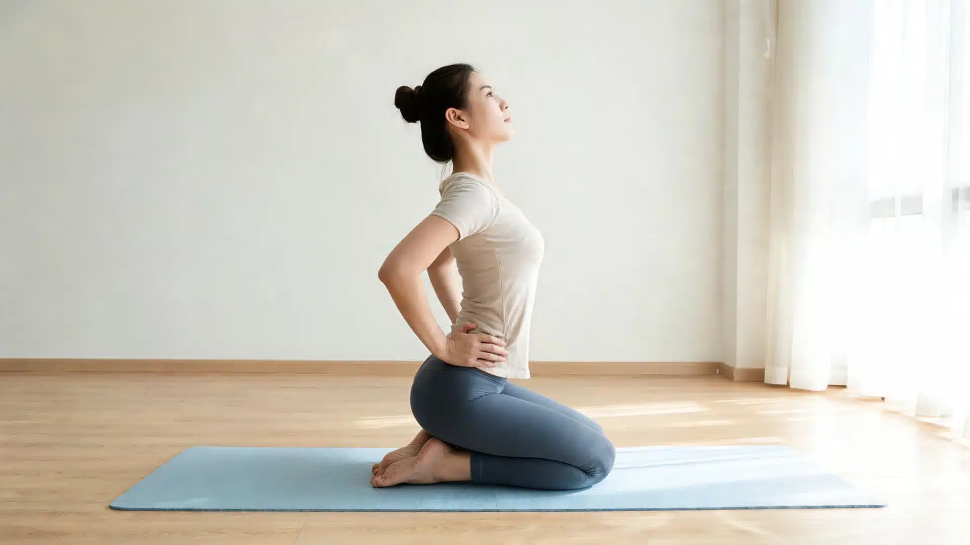 Hands on hips beginner camel pose modification