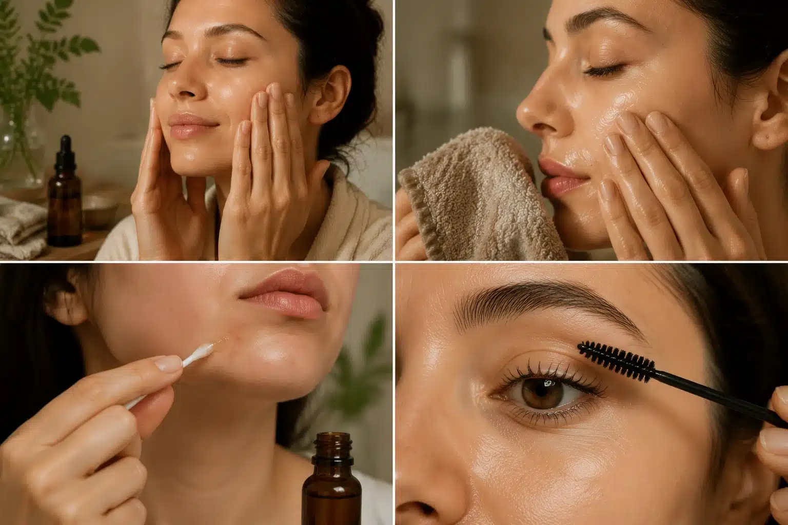 four facial routines using castor oil on face